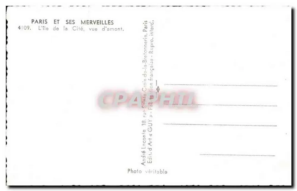 Paris e suas maravilhas — A Ilha da Cidade, vista de montante — André Laconte & Guy - Verso