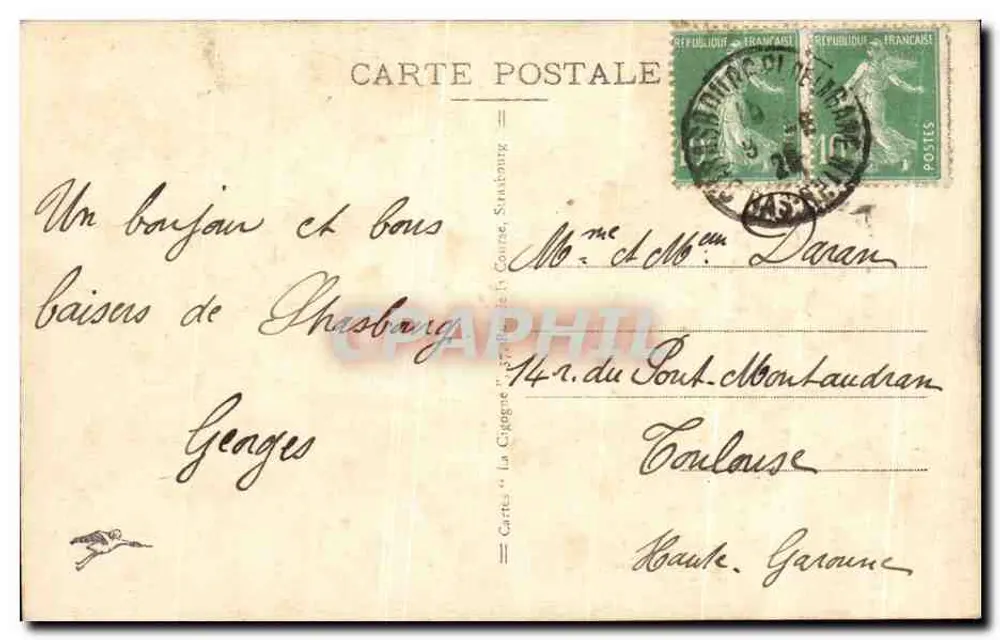 Strasbourg — Aufnahme vom Alten Kaiserpalast — Verlag Cartes « La Giggée » - Rückseite