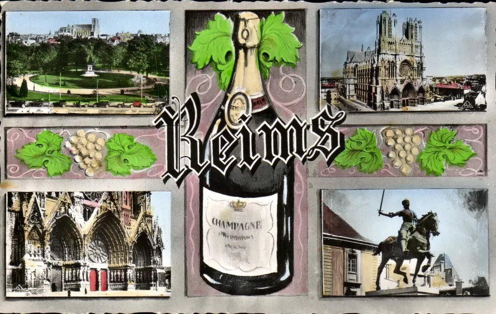 Reims — allgemeiner Blick, Kathedrale, Place Colbert, Statue der Jeanne d'Arc — Jacques Fréville, Verleger, Reims - Vorderseite