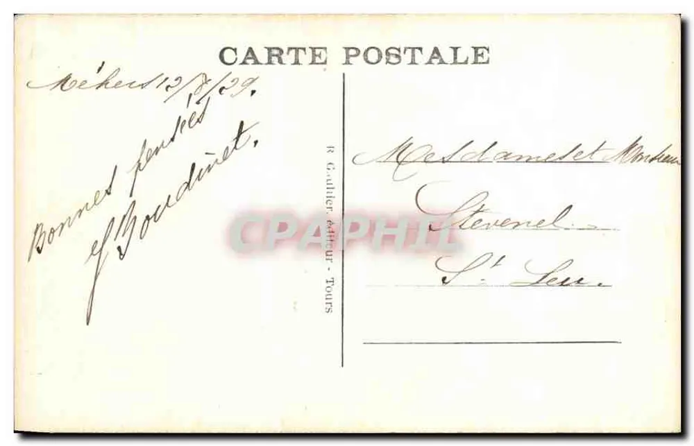 Saint-Aignan (Loire-et-Cher) — O Castelo (séculos XV e XVI) — Torre do Escalier d'Honneur — R.G. - 10 - Verso
