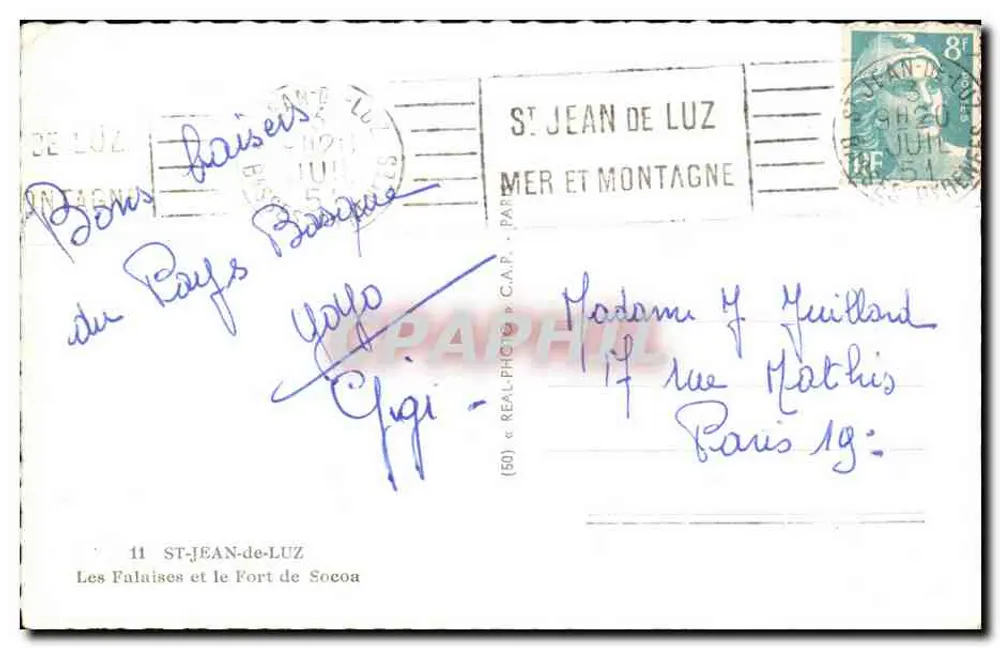 Klippen und Festung Socoa — ST-JEAN-DE-LUZ — C.A.P. (50) - Rückseite