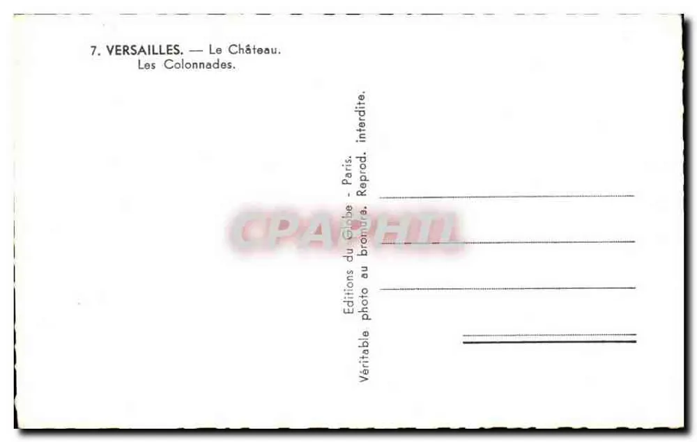 Versalhes — O Castelo. As Colunatas. - Verso