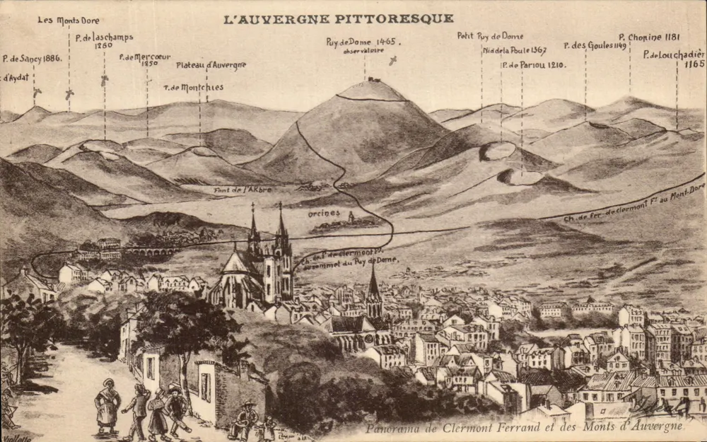 Panorama von Clermont-Ferrand und den Monts d'Auvergne — Die malerische Auvergne — Verlag nicht sichtbar - Vorderseite