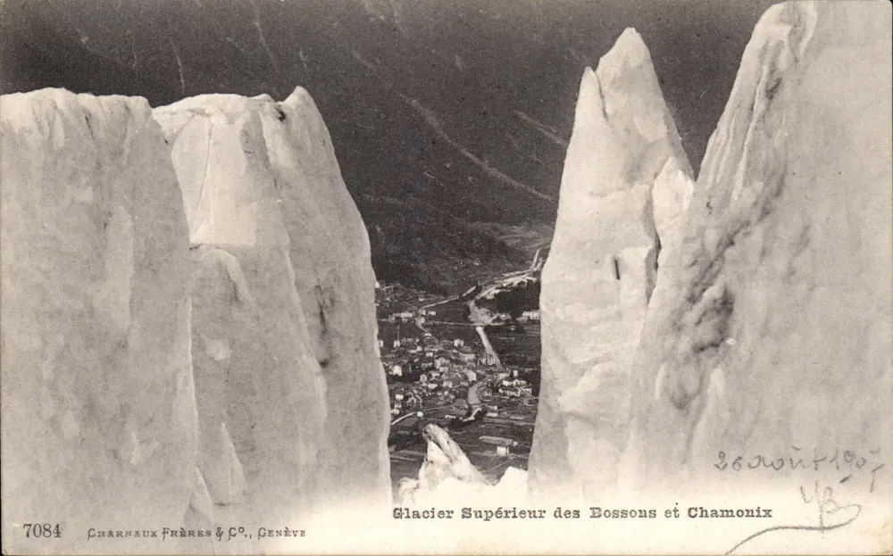 Glaciar Superior dos Bossons e Chamonix — Charnaux Frères & Co., Genebra, n°7084 - Frente
