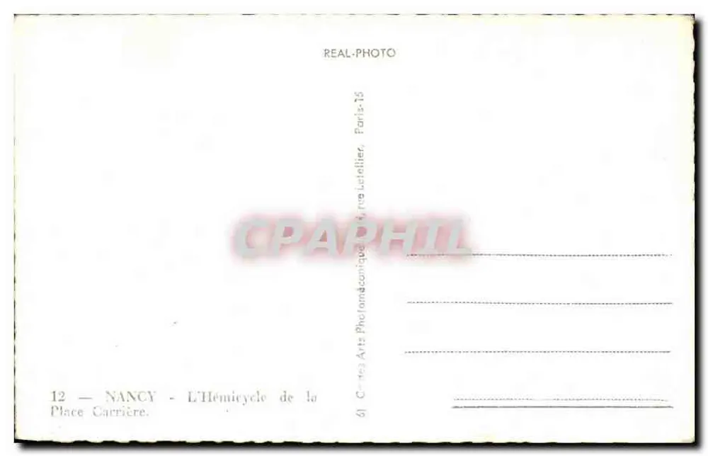 नैंसी — प्लेस कारियर के हेमिसाइकल — REAL-PHOTO, पेरिस, रू लूटेटियर - पीछे