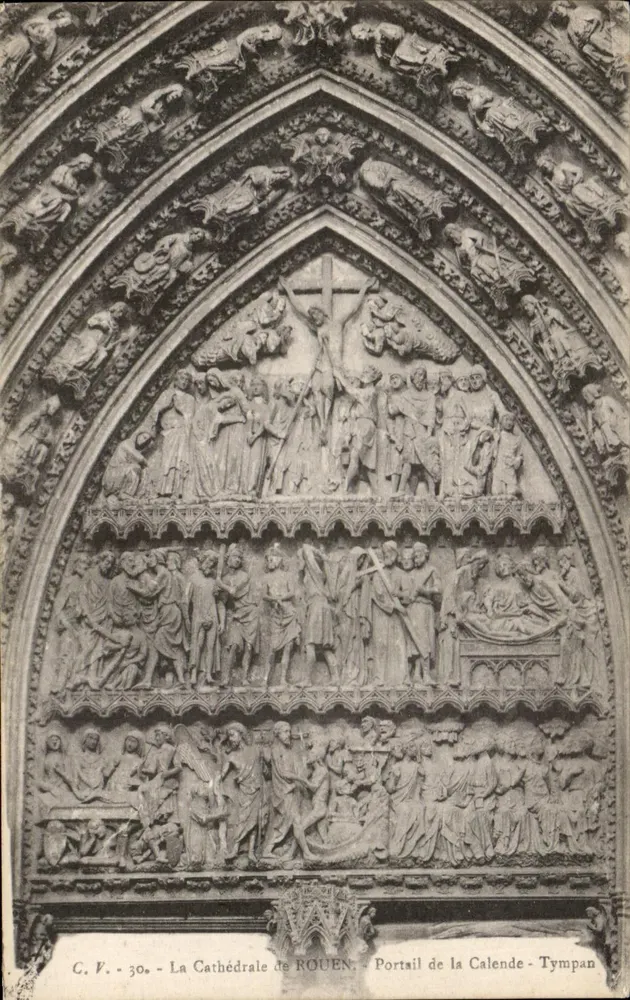 Die Kathedrale von ROUEN — Portal der Calende - Tympan — C.V. 30a - Vorderseite