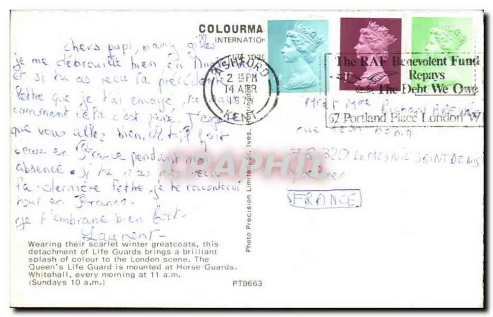 Life Guards — destacamento em uniforme de inverno — editor COLOURMA INTERNATIONAL - Verso