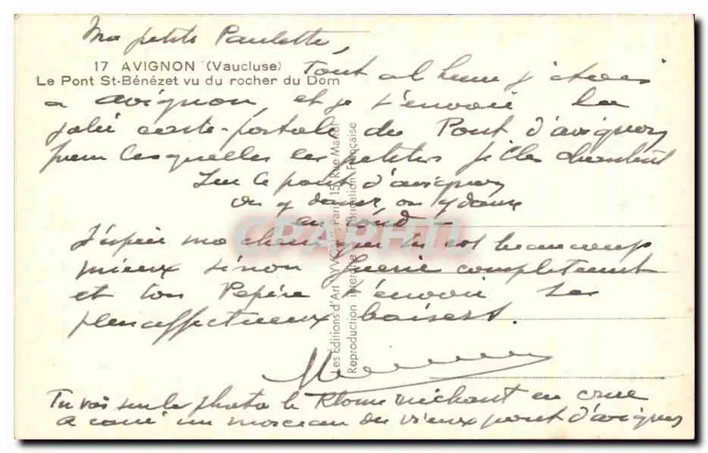 Pont Saint-Bénézet — Ansicht vom Rocher du Dôme — Fotografie von Yvon - Rückseite
