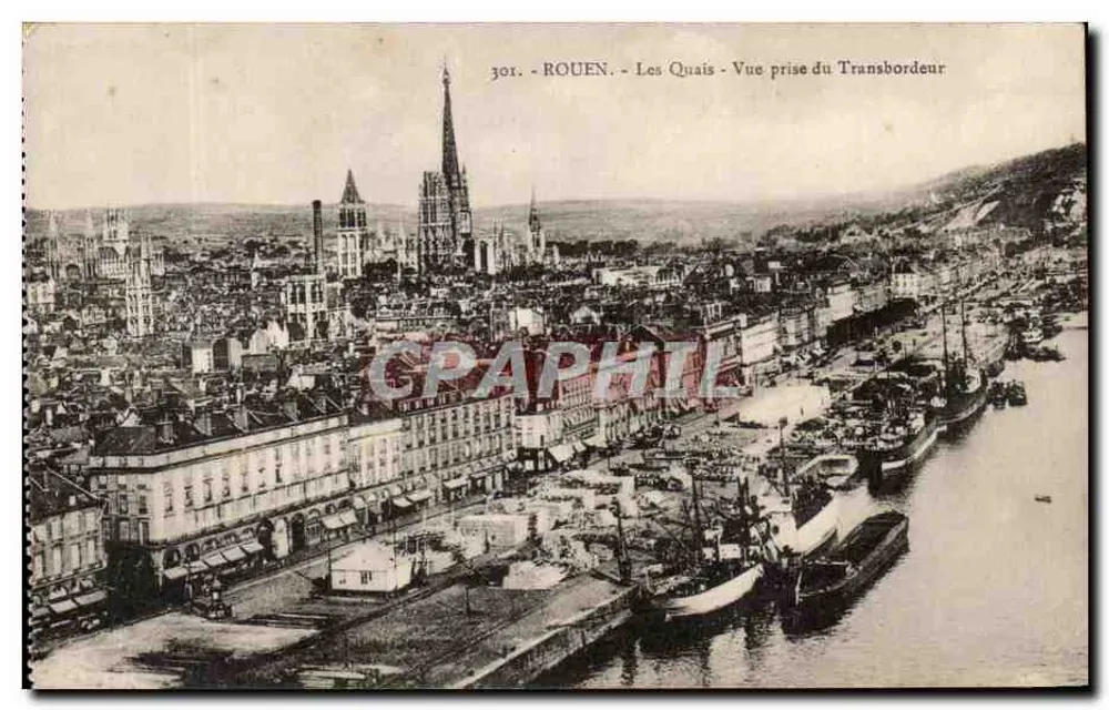 Rouen - Die Quais - Ansicht vom Transbordeur - Vorderseite
