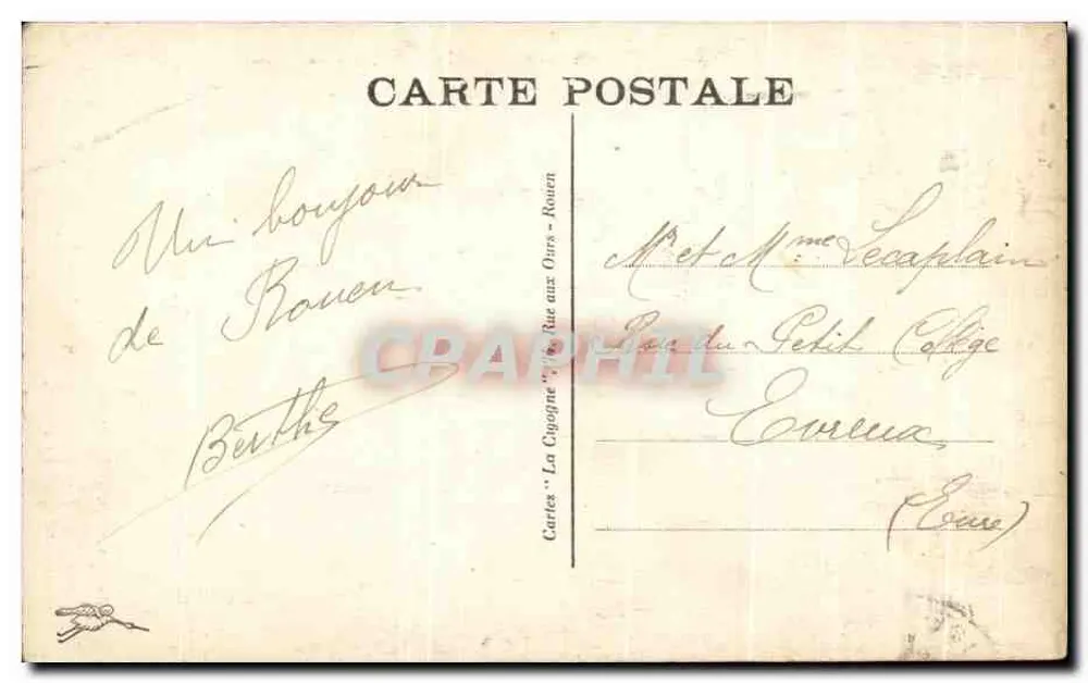 Denkmal von Jeanne d'Arc — Rouen — Verlag Consecours, Nr. 609 - Rückseite