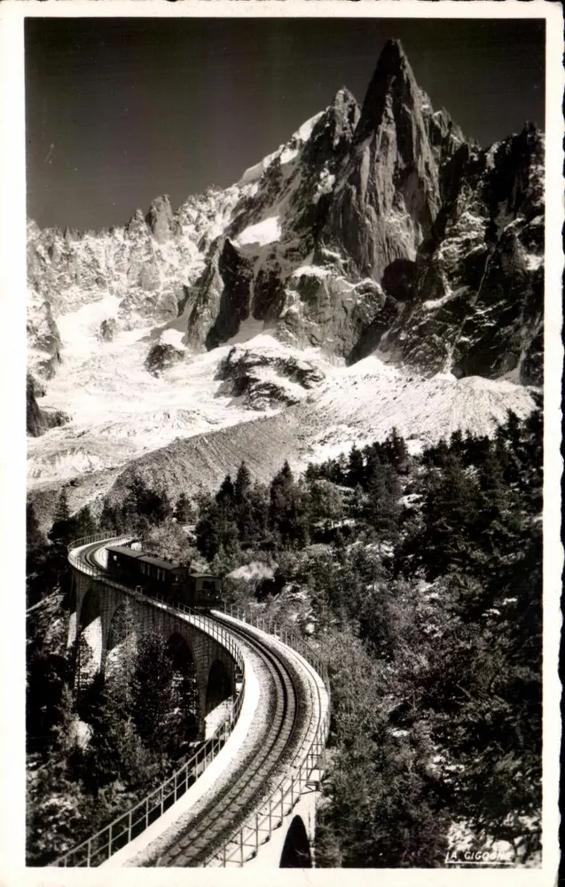 Chamonix — Die Montenvers-Bahn und die Grüne Spitze und der Dru — Edition André Laconte - Vorderseite
