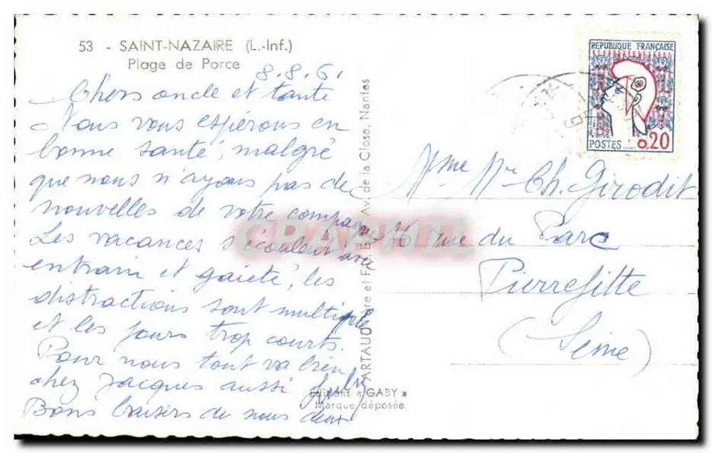 Strand von Porce — Saint-Nazaire (Loire-Inférieure) — Editions Gaby - Rückseite