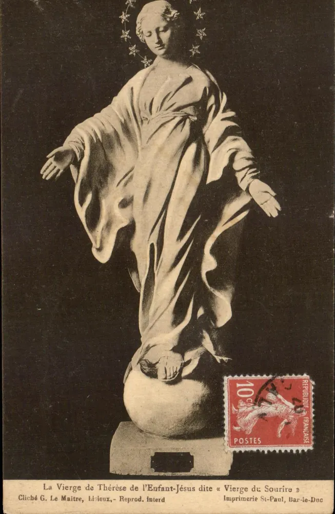 Die Jungfrau Thérèse des Kindes Jesu, genannt « Jungfrau des Lächelns » — Foto von G. Le Maitre, Druckerei St-Paul, Bar-le-Duc - Vorderseite