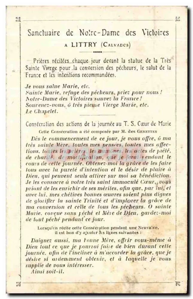 Heiligtum der Gottesmutter der Siege — Littry (Calvados) — Verlag nicht sichtbar - Rückseite