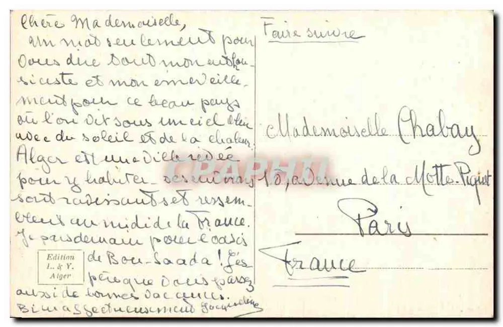 Alger - Eine Straße in der Kasbah — Edition L. & Y. Alger, Nr. 195 - Rückseite