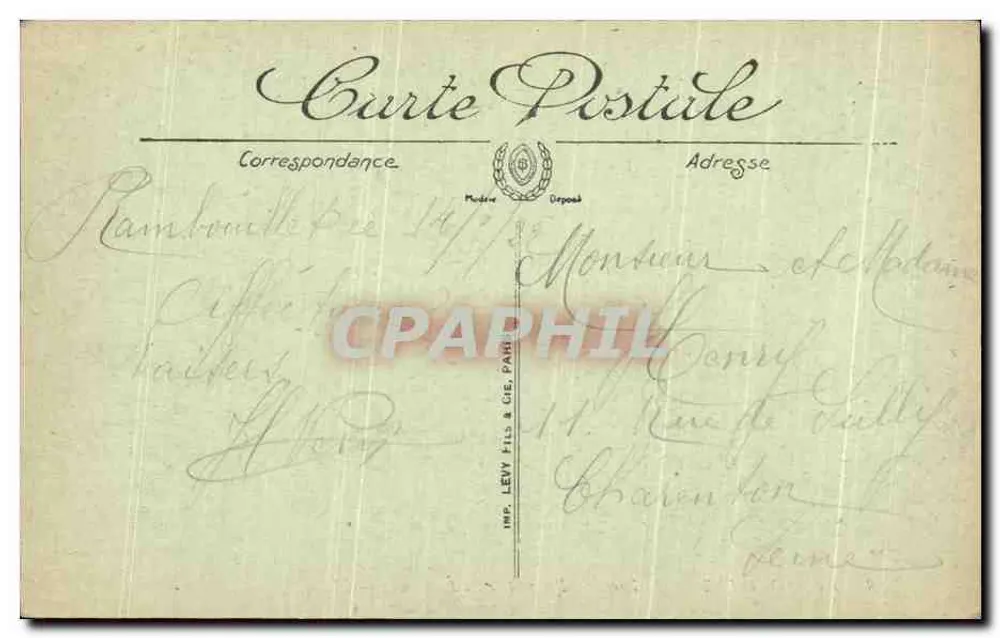 Rambouillet — O Parque — Perspectiva do Lado Sul — LL. - Verso
