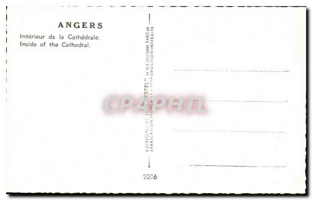 Angers — Wnętrze katedry — Estel, n°2206 - Rewers