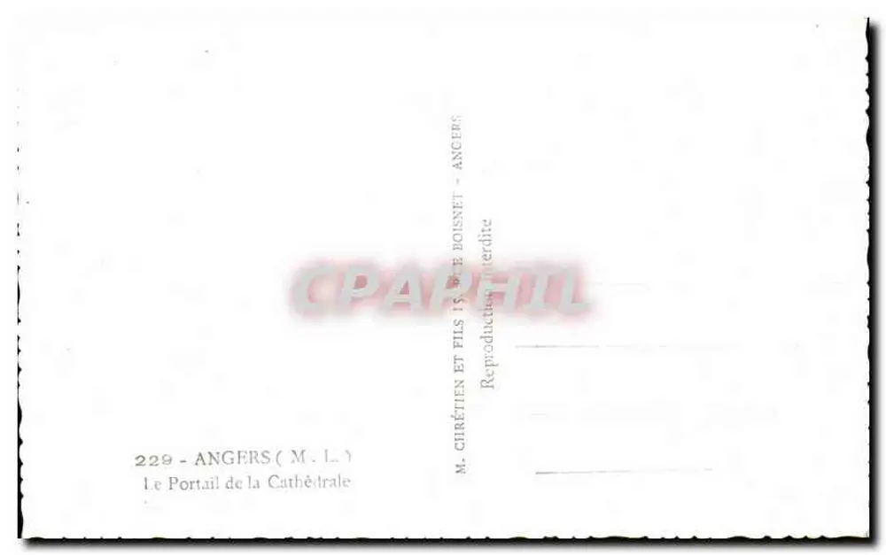 Portal da Catedral de Angers — Angers — M. Chrétien et Fils - Verso