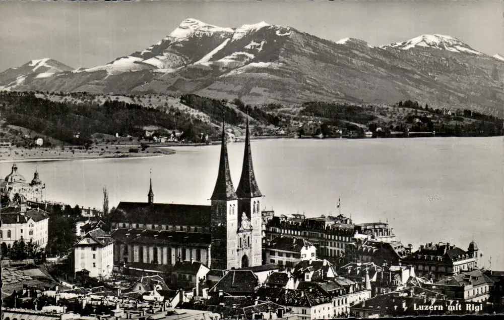 Lucerna com Rigi — vista panorâmica — Photoglab-Woheli, Zürich, n° 2219 - Frente