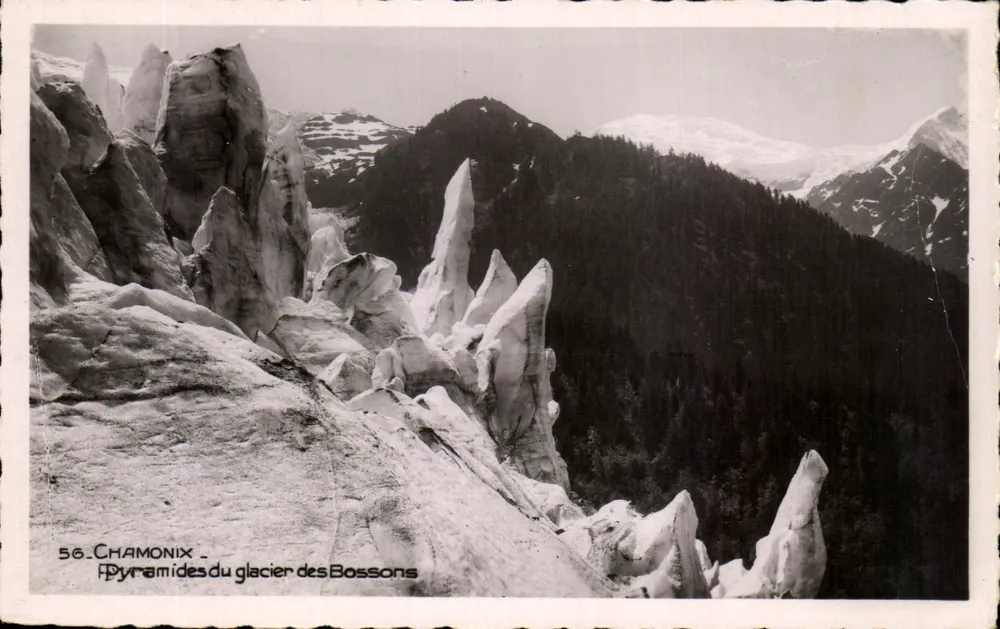 Pyramides du glacier des Bossons — Chamonix — éditeur Photo Véritable - Frente