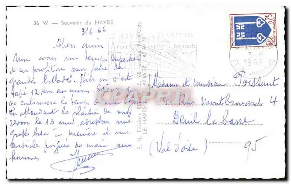 Le Havre — Lembrete do Havre — S.N. Éditions, 36 W - Verso