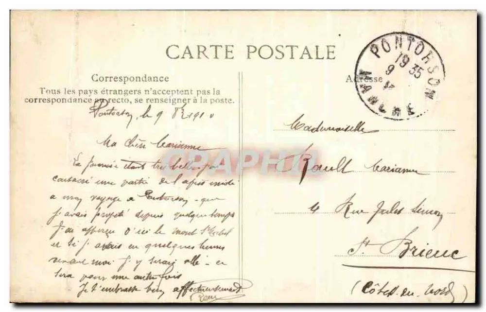 PONTORSON — Ołtarz Glowny (XVe wiek) — Côte d'Emeraude, Wydawca E.I.D. - Rewers