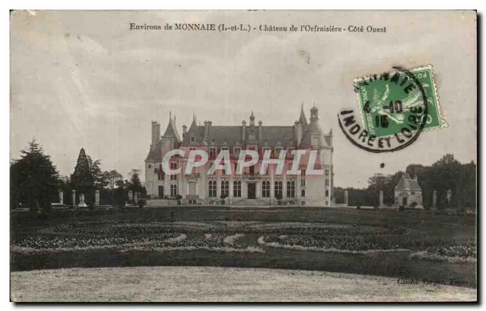 Schloss de l'Orfraisière - Westseite — Umgebung von Monnaie (Indre-et-Loire) — Cliché Verger, Tours - Vorderseite