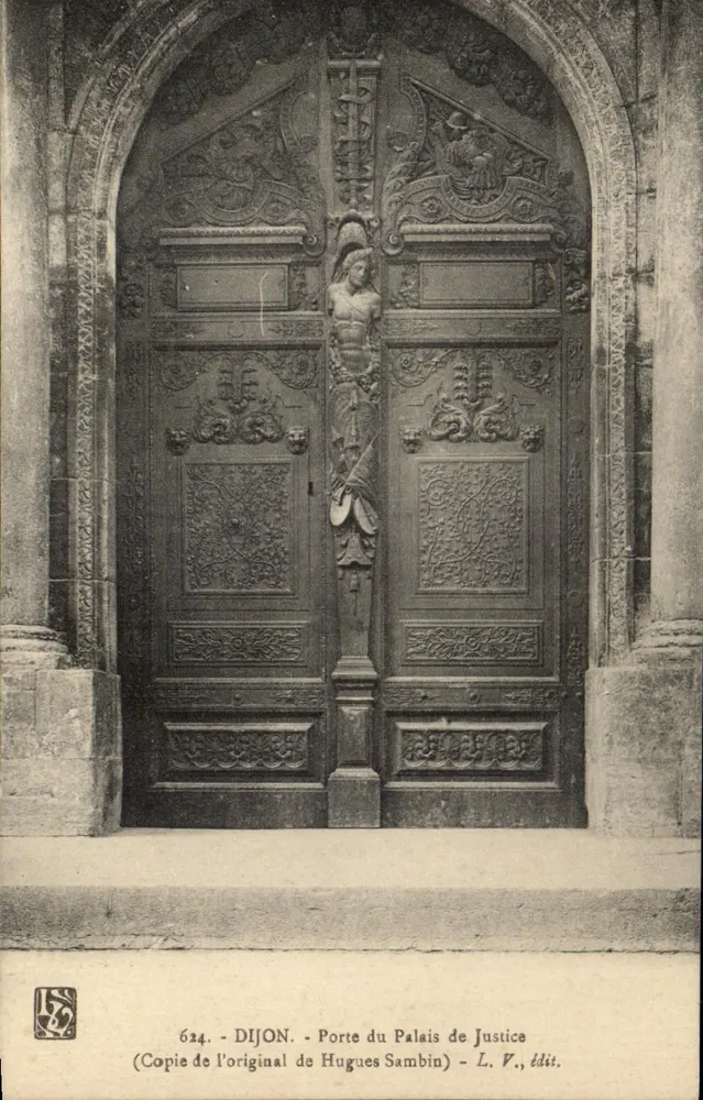 Dijon — Porta do Palácio de Justiça (Cópia do original de Hugues Sambin) — L. V., editor - Frente