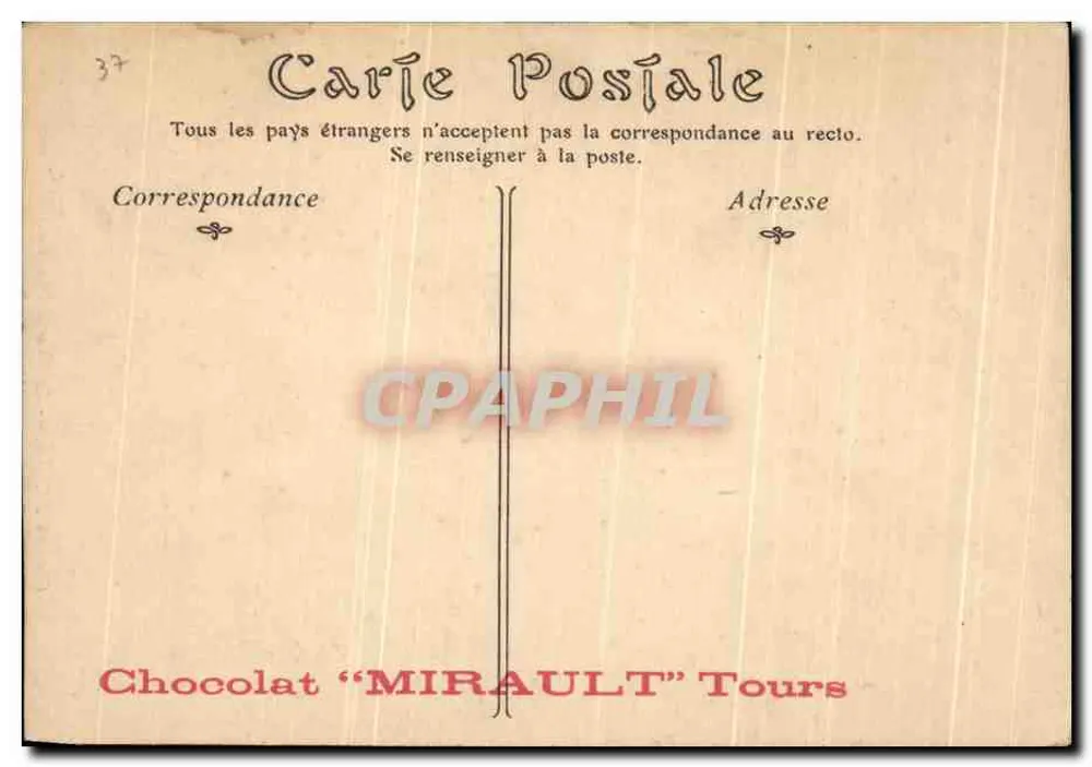 Castelo de Usse — A Cour d'Honneur (século XVI) — Chocolate MIRAUULT Tours - Verso