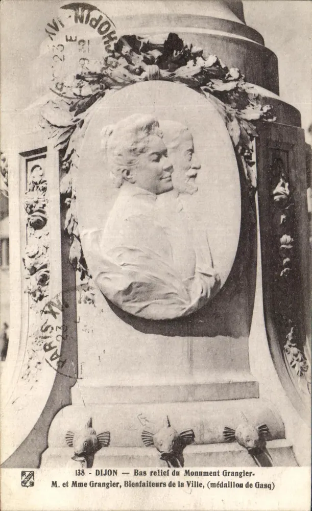Dijon — Relief des Grangier-Monuments — M. und Mme Grangier, Wohltäter der Stadt (Medaille von Gasq) - Vorderseite