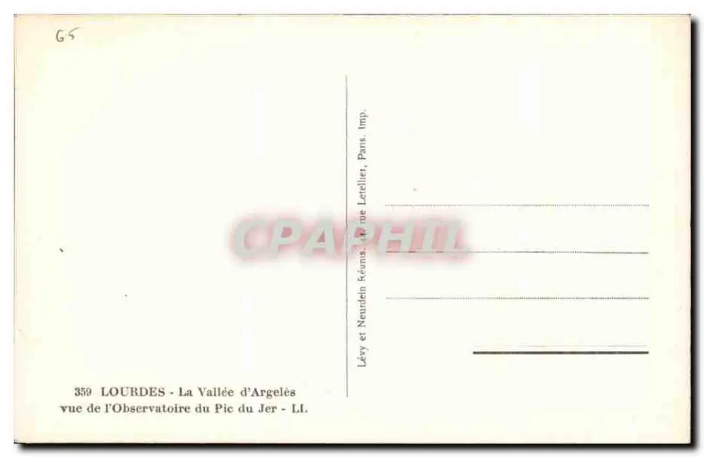 Lourdes - Die Tal der Argelès von der Observatorium des Pic du Jer aus — Lévy et Neurden Réunis, Paris, Imp. Letelier - Rückseite