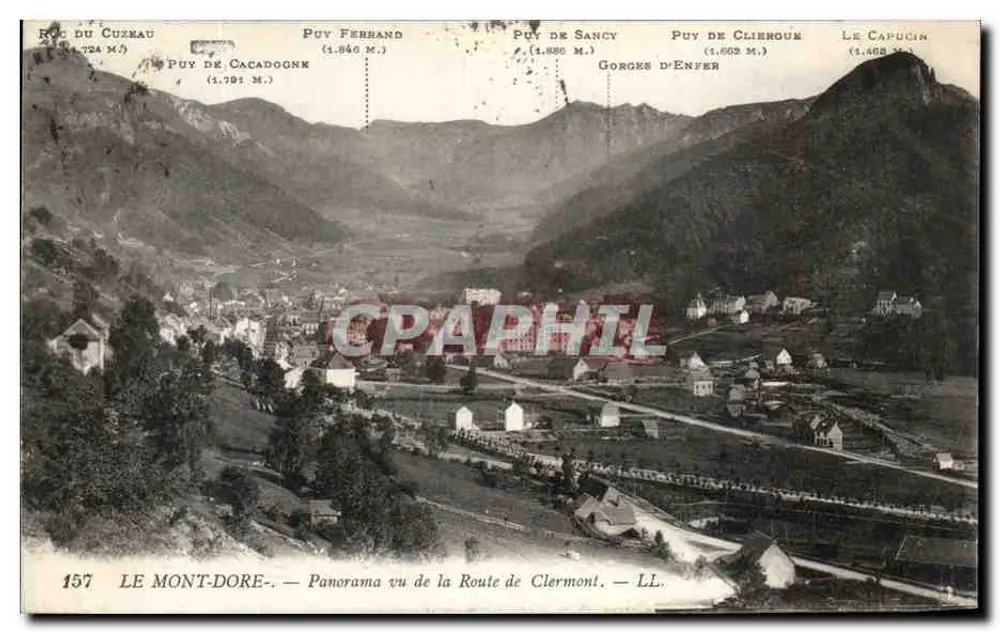Mont Dore — Panoramablick von der Route de Clermont — LL. 157 - Vorderseite