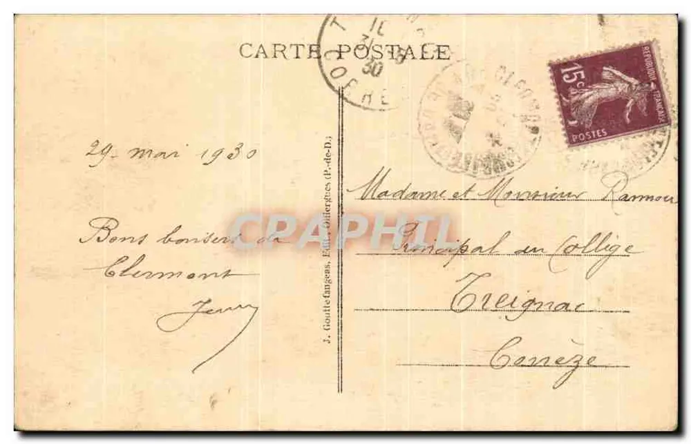 Paradies in Royat — L'Auvergne Poétique — G. d'O. - 1150 B. - Royat - Rückseite