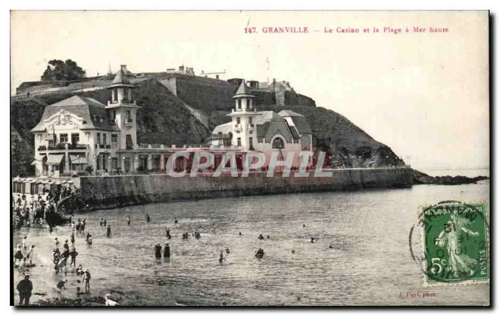 Granville — Das Casino und der Strand bei Hochwasser — Pueli phot. n°147 - Vorderseite