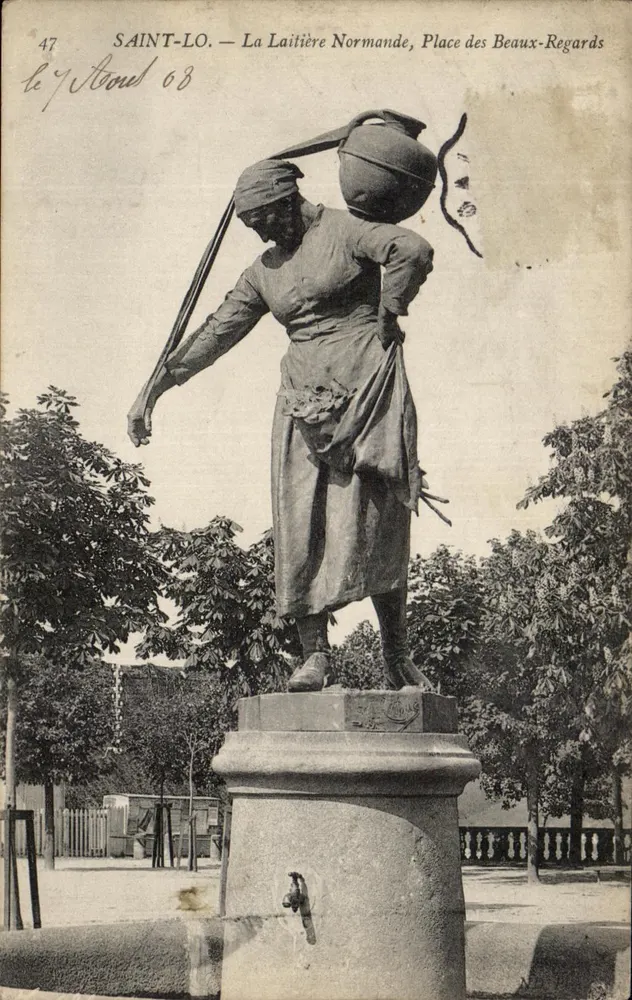 Saint-Lô — Die normannische Milchmaid, Place des Beaux-Regards — Verleger Le J. Stroel, n°47 - Vorderseite