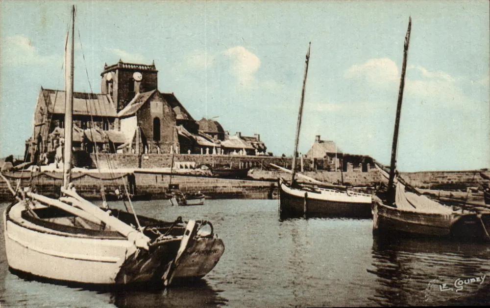 Barfleur (Manche) — Ansicht der Kirche und des Hafens — Éditions Normandes Le Goubey - Vorderseite