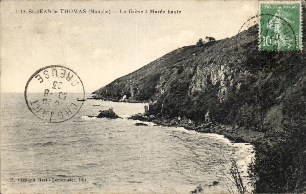 St-Jean-le-Thomas (Manche) — A Praia com Maré Alta — E. Legoupil Fliers - Lemazurier, editor - Frente