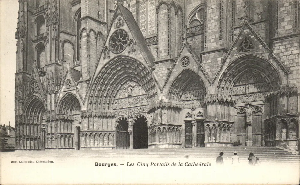 Bourges — De Vijf Portalen van de Kathedraal — Imp. Laussedat, Châteaudun - Voorkant