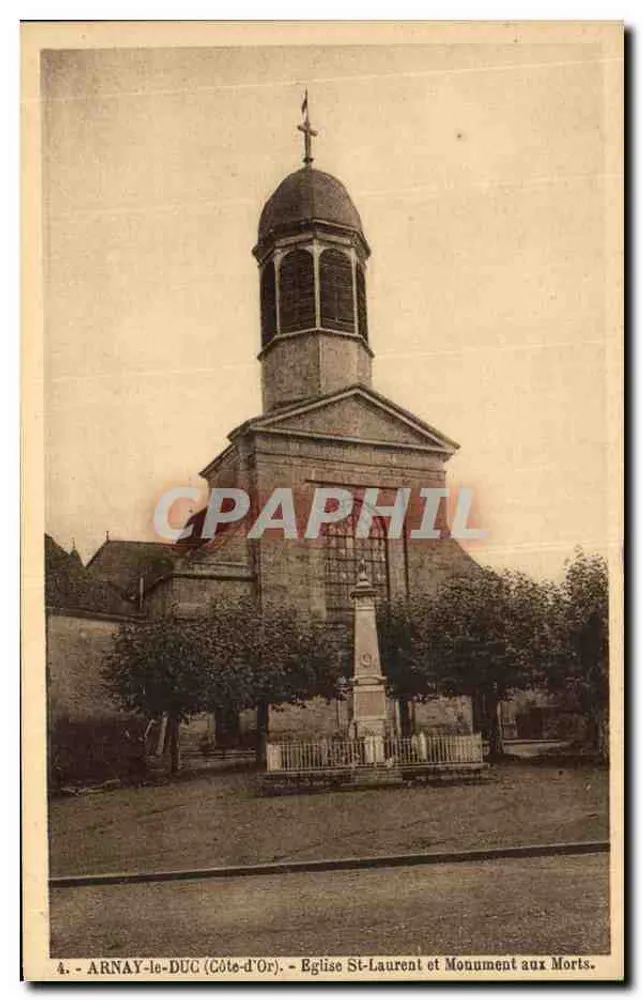 Arnay-le-Duc (Côte-d'Or) — Kirche Saint-Laurent und Kriegerdenkmal — n°4 - Vorderseite