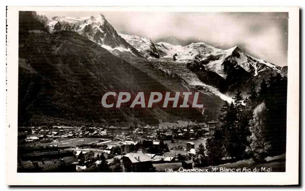 Chamonix — Mont Blanc e Aig du Midi — Sociedade Gráfica Neuchâtel - Frente
