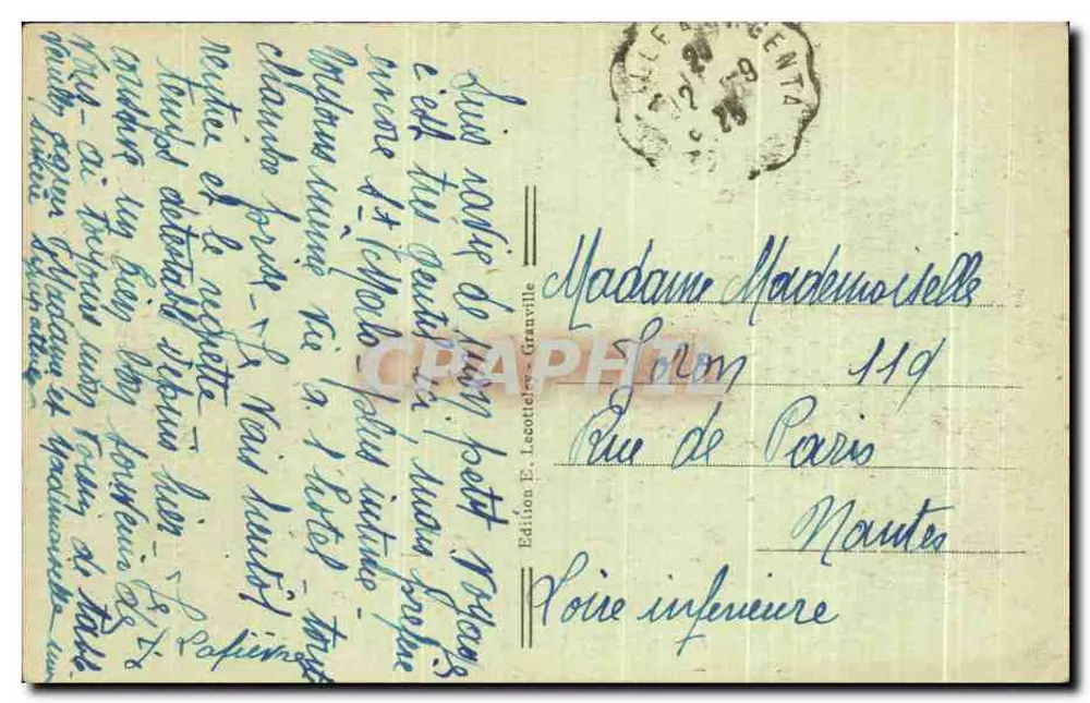Granville — A Entrada da Praia — Edição E. Leconte, Granville - Verso