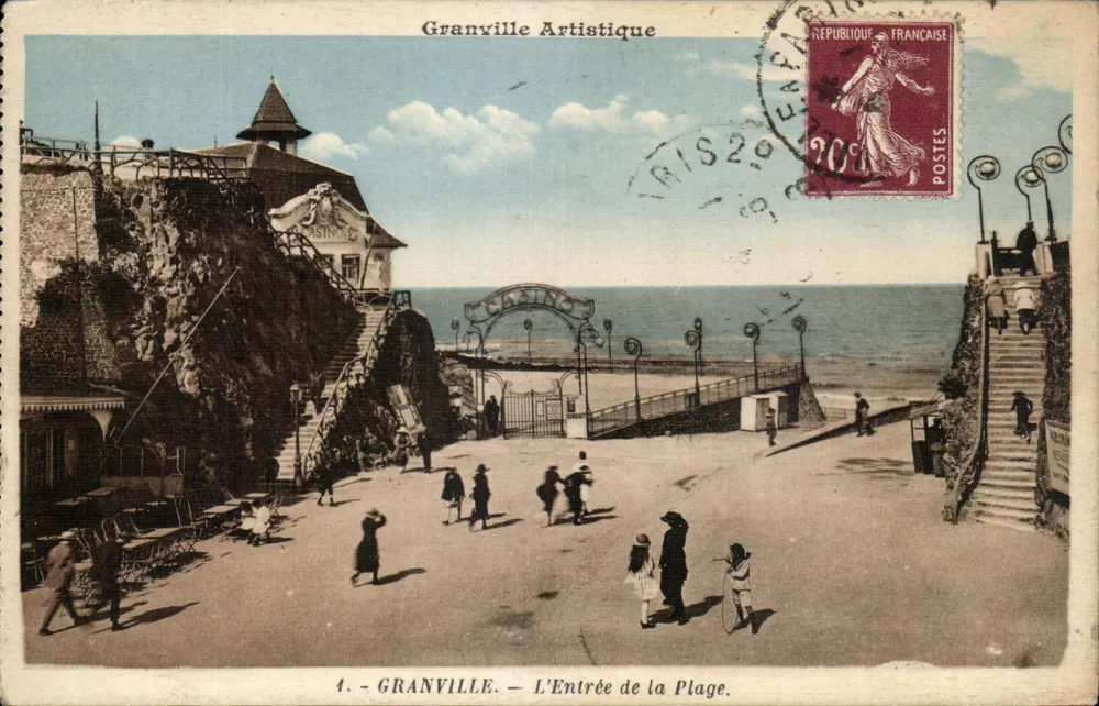Granville — L'ingresso della spiaggia — Edizione E. Lecottet, Granville, n° XII - Recto