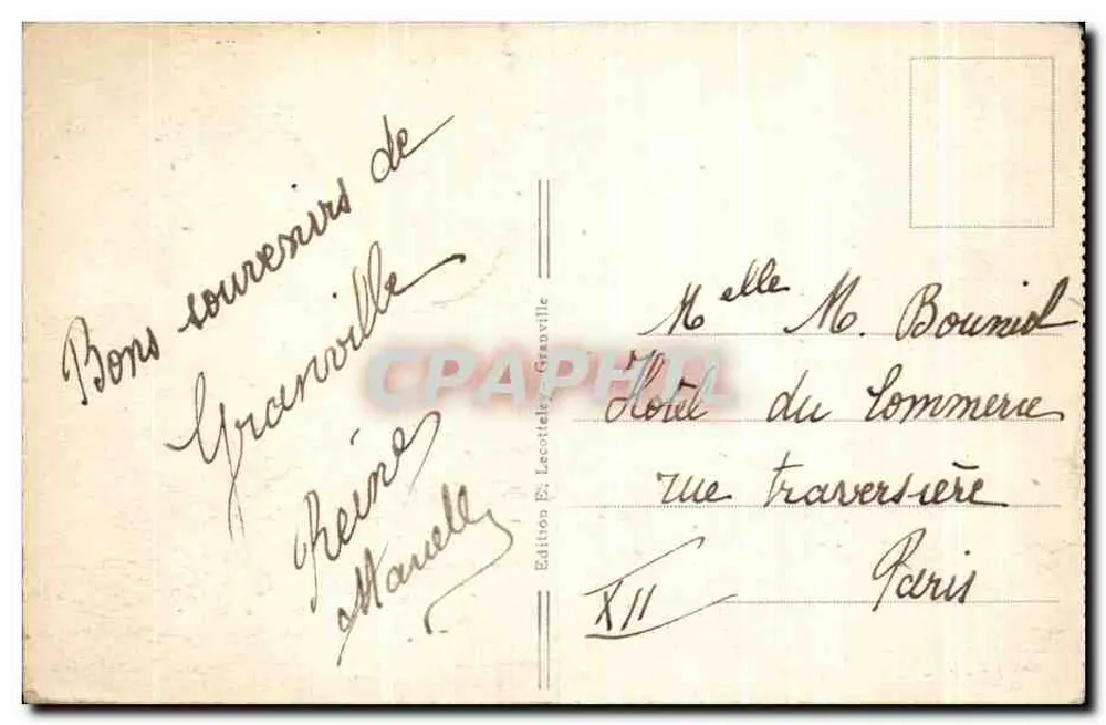 Granville — L'ingresso della spiaggia — Edizione E. Lecottet, Granville, n° XII - Verso