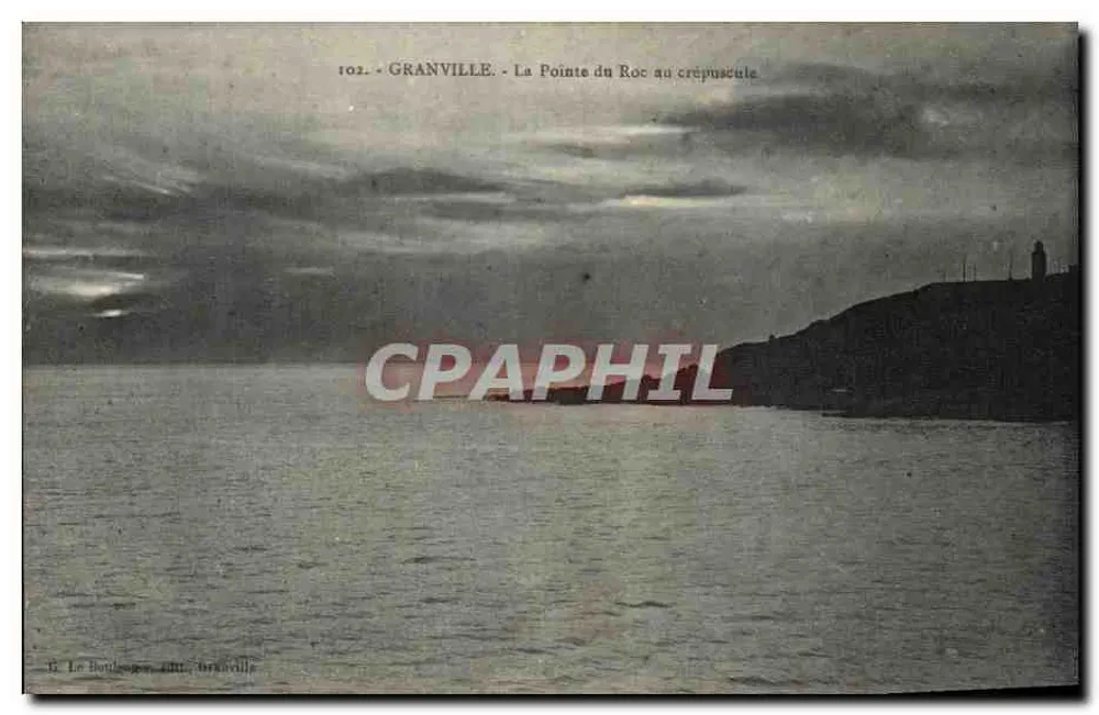 Granville - Die Pointe du Roc am Abend — G. Le Bouilhaguet, Verlag Granville, Nr. 102 - Vorderseite
