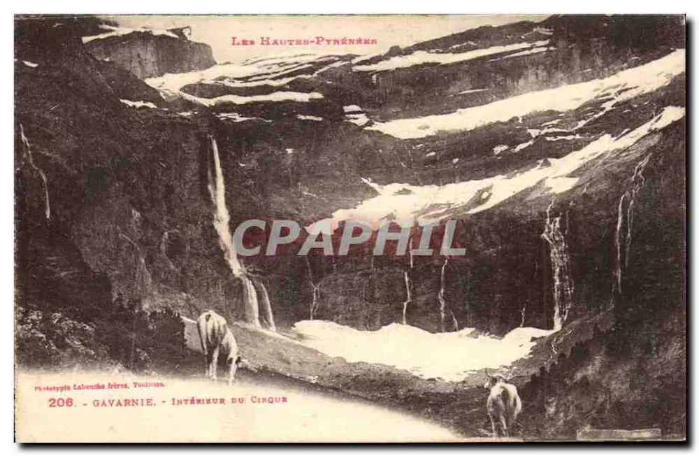 Gavarnie - Interior do Circo — Les Hautes-Pyrénées — editor Labouche frères, Toulouse, n° 206 - Frente