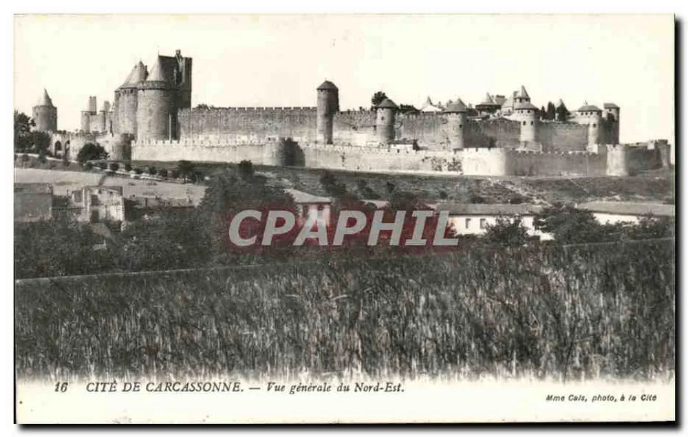 Cité de Carcassonne — Allgemeiner Blick aus dem Nordosten — Mme Cais, Foto an der Cité - Vorderseite