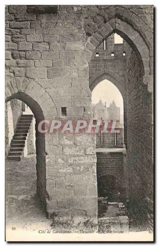 Cidade de Carcassonne — Descida da Barbacane - Frente