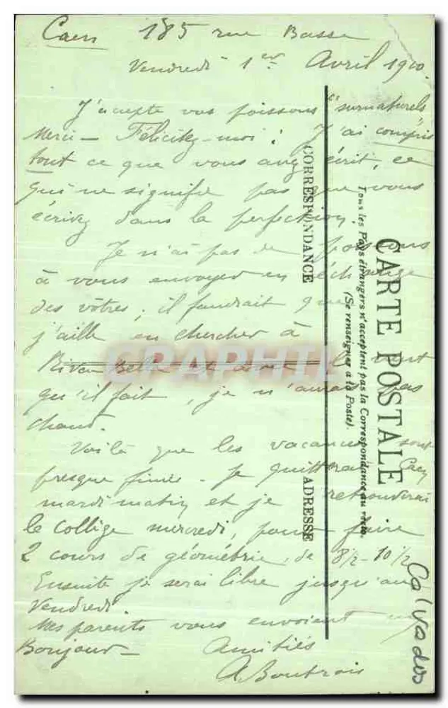 Caen — Le Manoir des Gens d'Armes — LL. - Verso