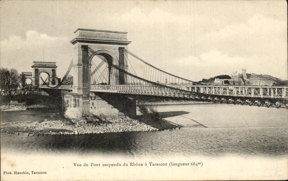Hängebrücke des Rhône in Tarascon — Länge 664m — Fot. Blanchin, Tarascon - Vorderseite
