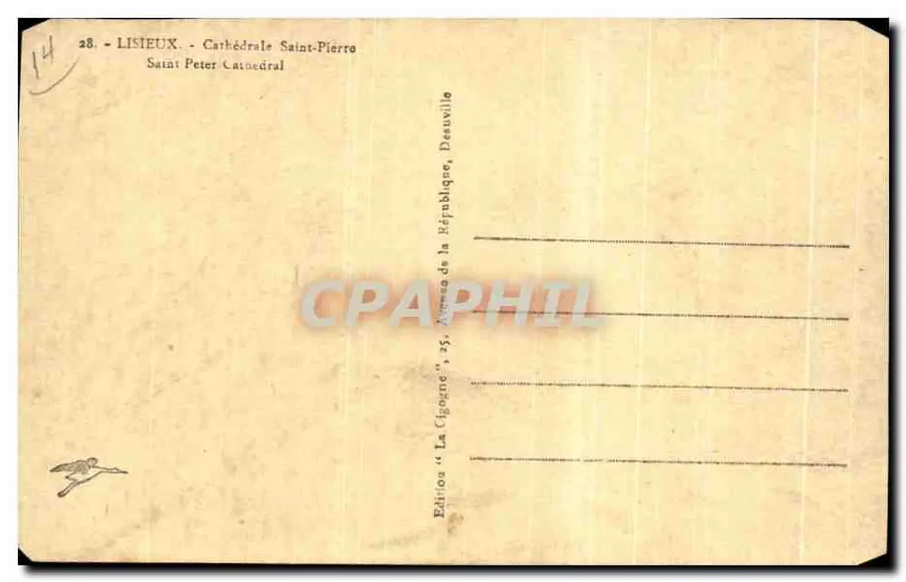 Listieux — Catedral de São Pedro — Edição 'La Cigogne', Deauville - Verso